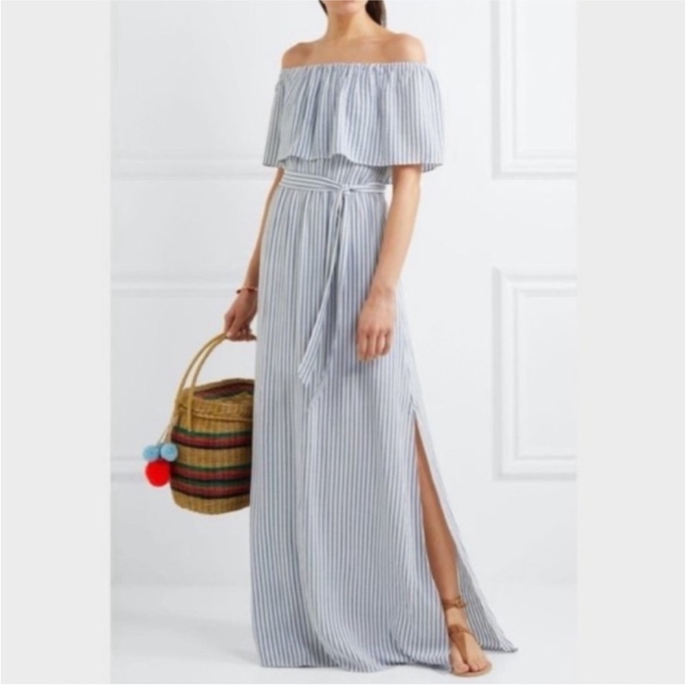 Alice + Olivia Blue and White Strapless Maxi Dress